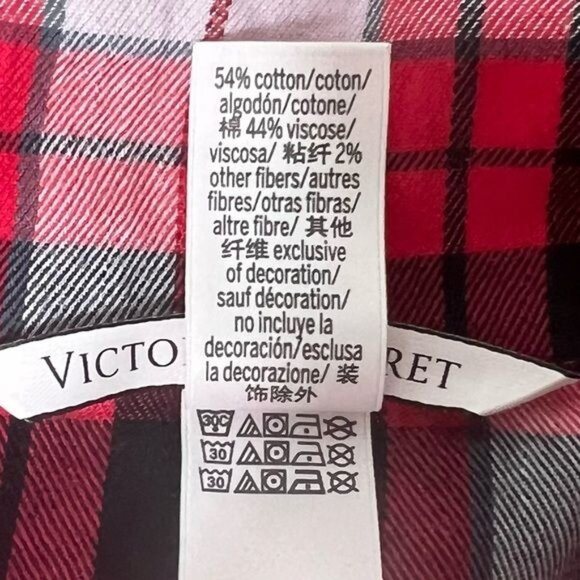 Victorias Secret Womens Plaid Button-Up Shirt Red &amp; Black Cotton/Viscose Sma - Picture 3 of 10